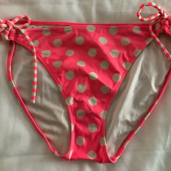 Victoria's Secret Hot Pink Polka Dot Tie-Side Swim Bottom - Picture 3 of 5